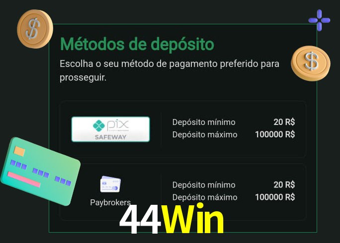 O cassino 44Win oferece uma grande variedade de métodos de pagamento